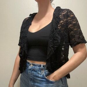 Vintage Whimsigoth Periwinkle Witchy Lace Shrug Fits S-XL